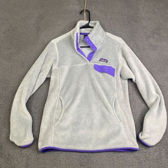 Patagonia Sweaters - Patagonia Re-Tool Snap T Polartec Fleece Pullover Gray Purple Women’s M 25442